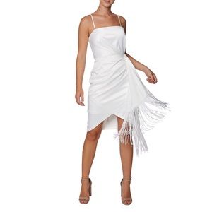 LAUNDRY BY SHELLI SEGAL
Fringe Faux Wrap Cocktail Dress In Ivory